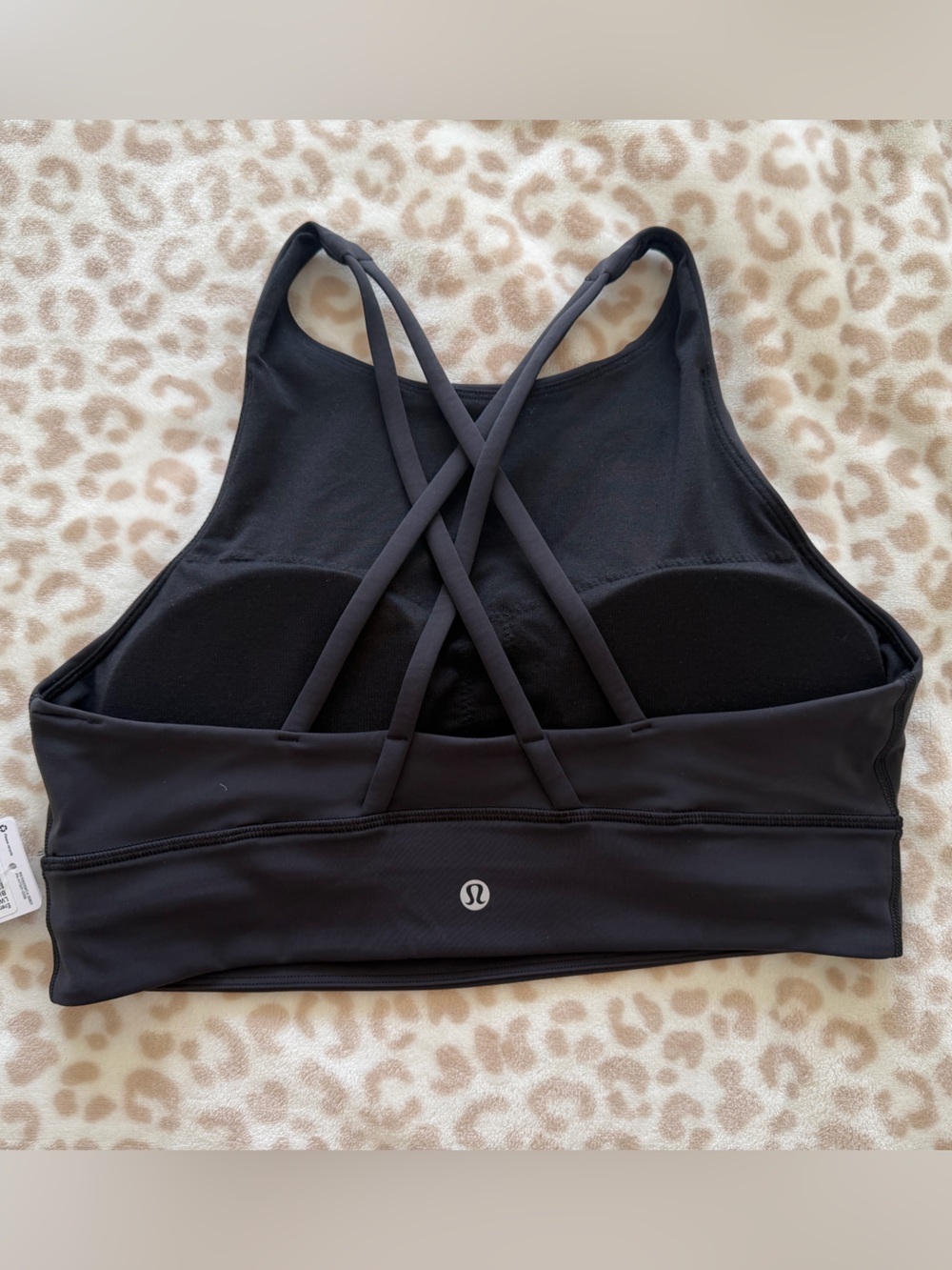 Lululemon Energy Bra High Neck Longline Tough Black Size 12 NWT
